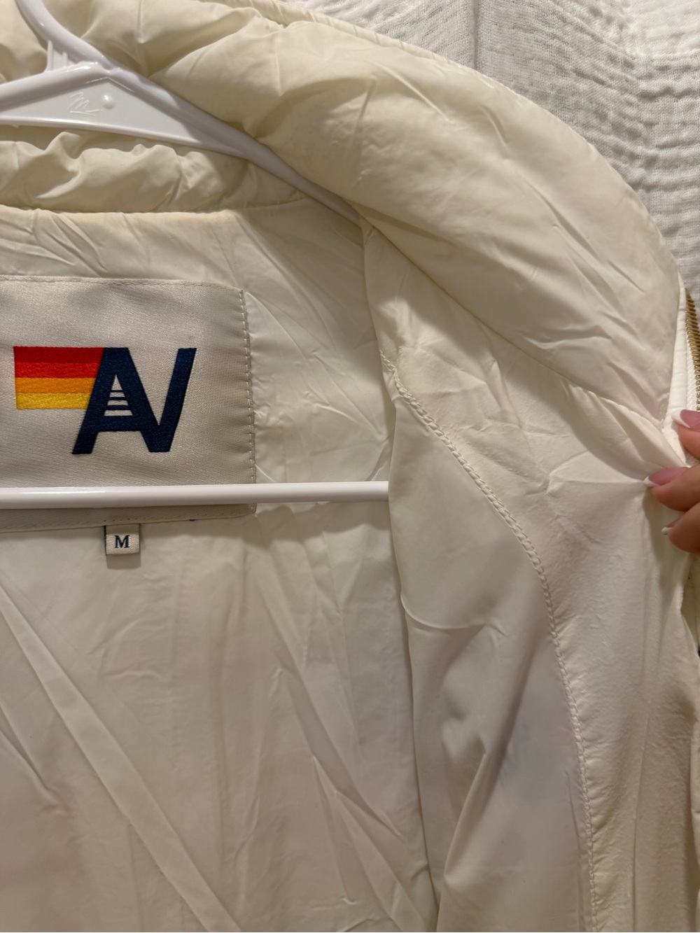 Aviator Nation 5 Stripe Puffer Jacket - White (Size Medium - NWOT) - Picture 15 of 15